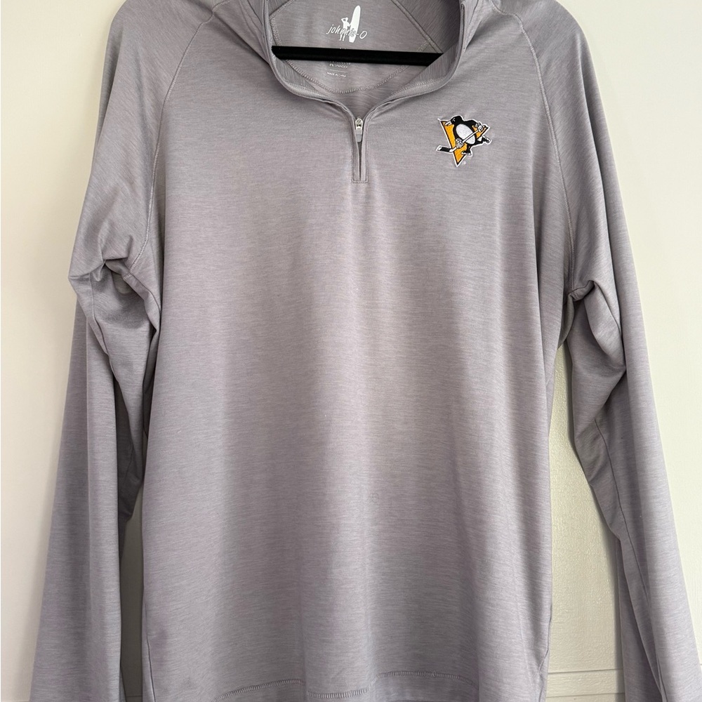 Johnnie-O Gray Quarter-Zip Pullover men’s medium
